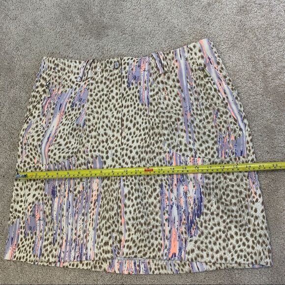 DKNY Golf Leopard cheetah animal print tan brown lilac peach skirt Sz 10 NWOT - Picture 10 of 13